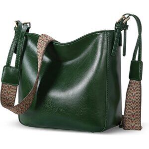 Leather Crossbody Bag with Multi Pockets Adjustable Strap for Women